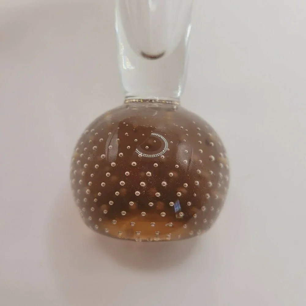 Vintage Amethyst Bubble Base Blown Glass Vase Narrow Mid Century Modern Smooth